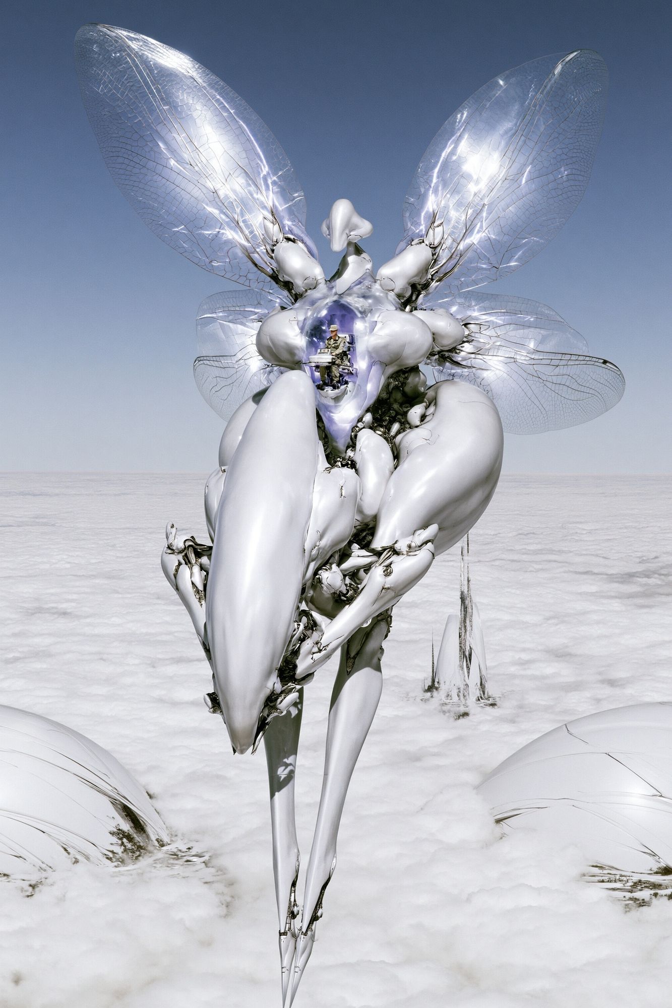 Surreal Silver Insect Print. poster — illustration art