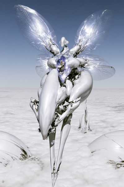 Surreal Silver Insect Print.