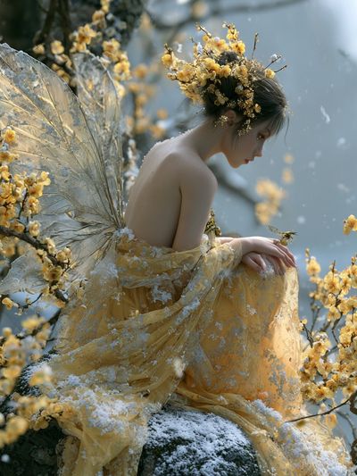 Golden Fairy Portrait Print.