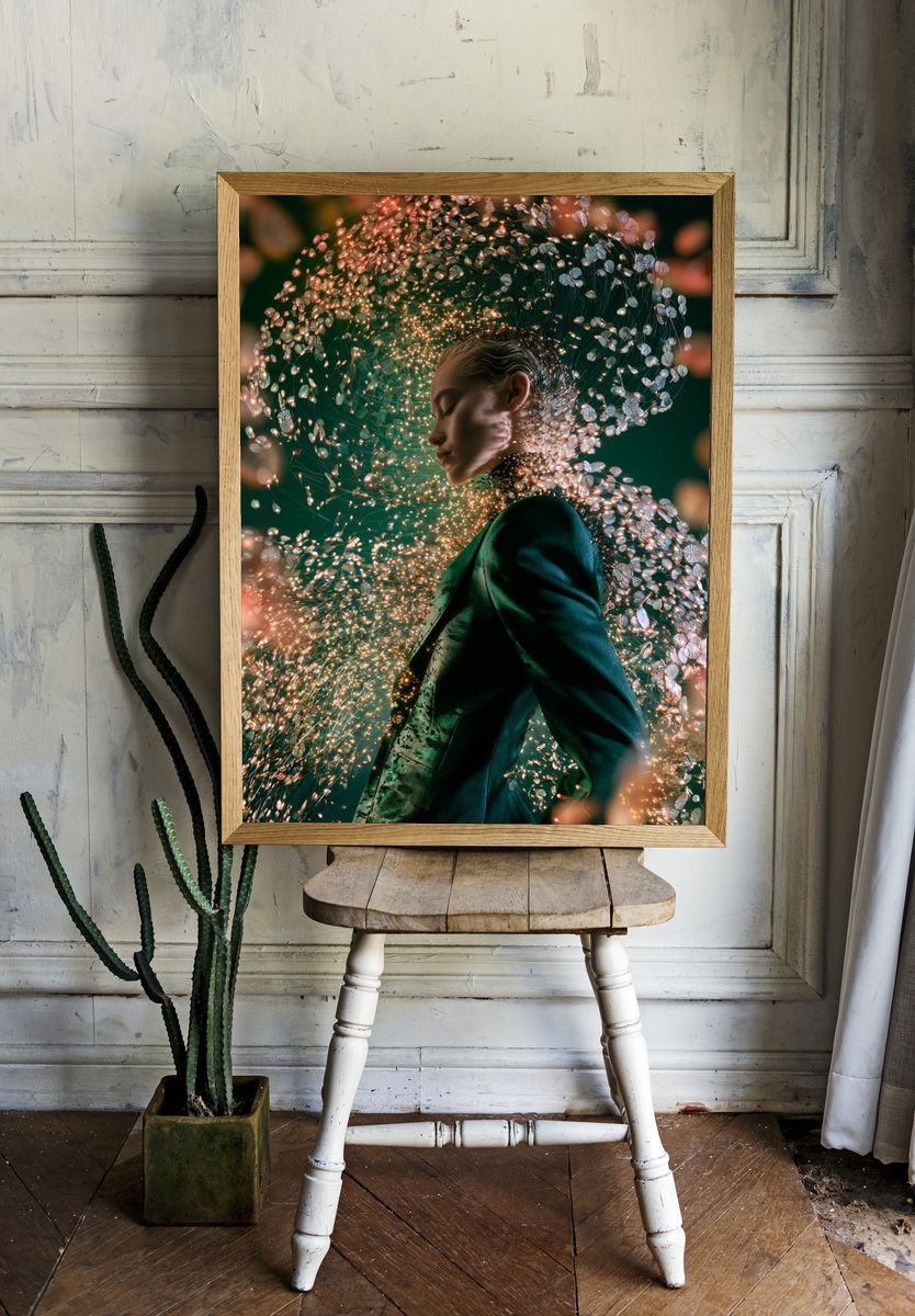 Dreamlike Floral Portrait Print. room preview