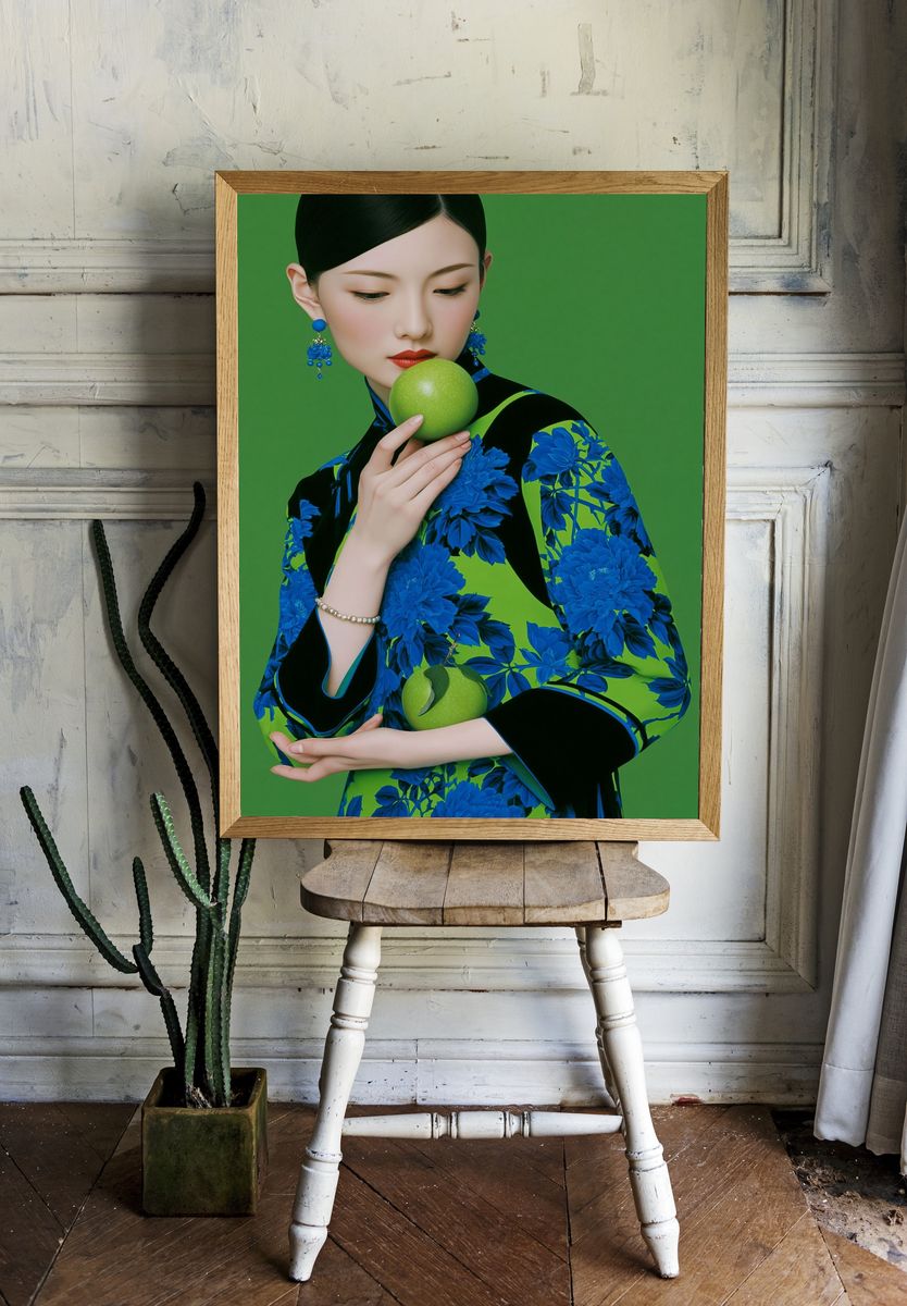 Floral Portrait Digital Art Poster. room preview