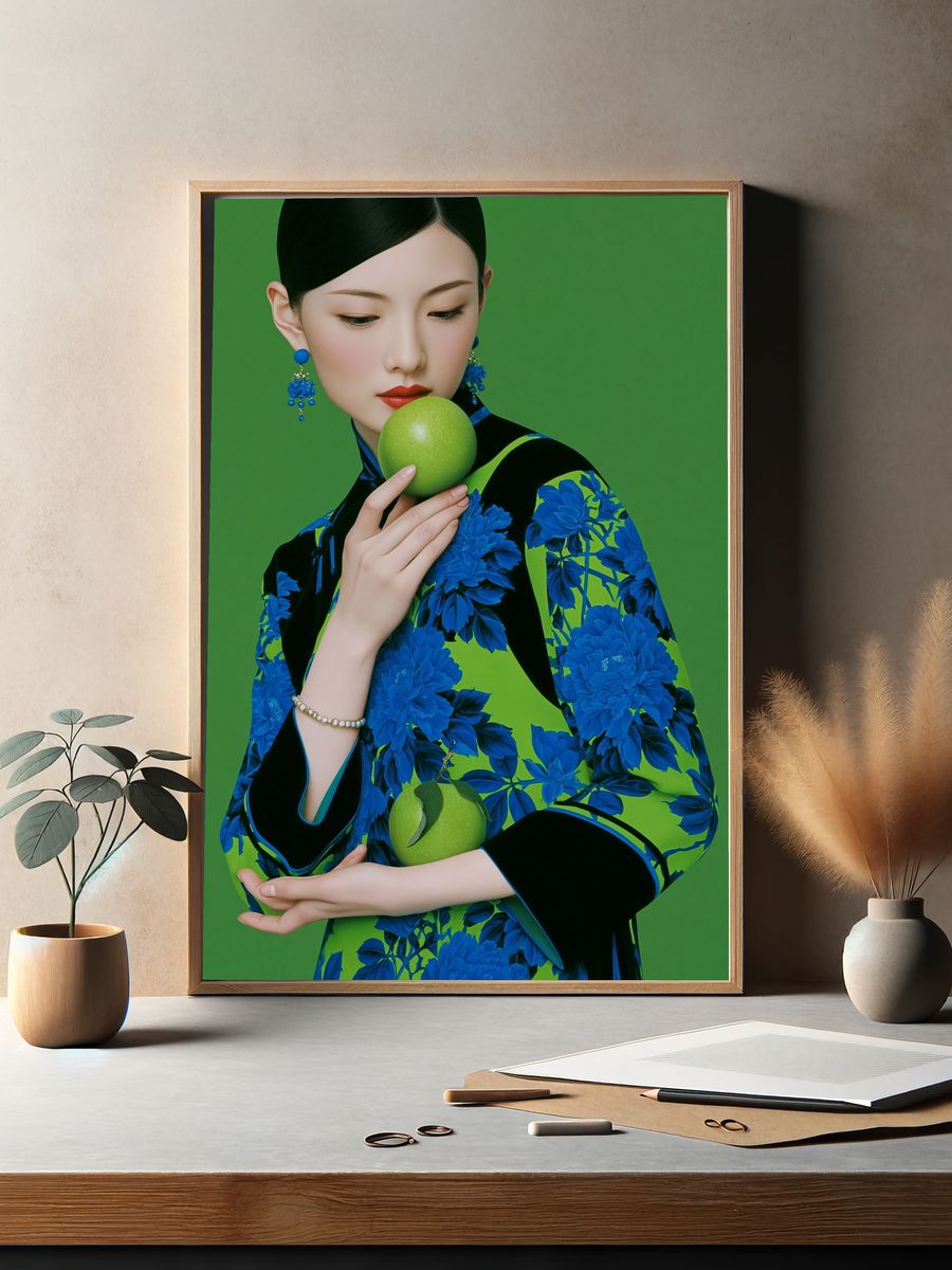 Floral Portrait Digital Art Poster. — room view 2