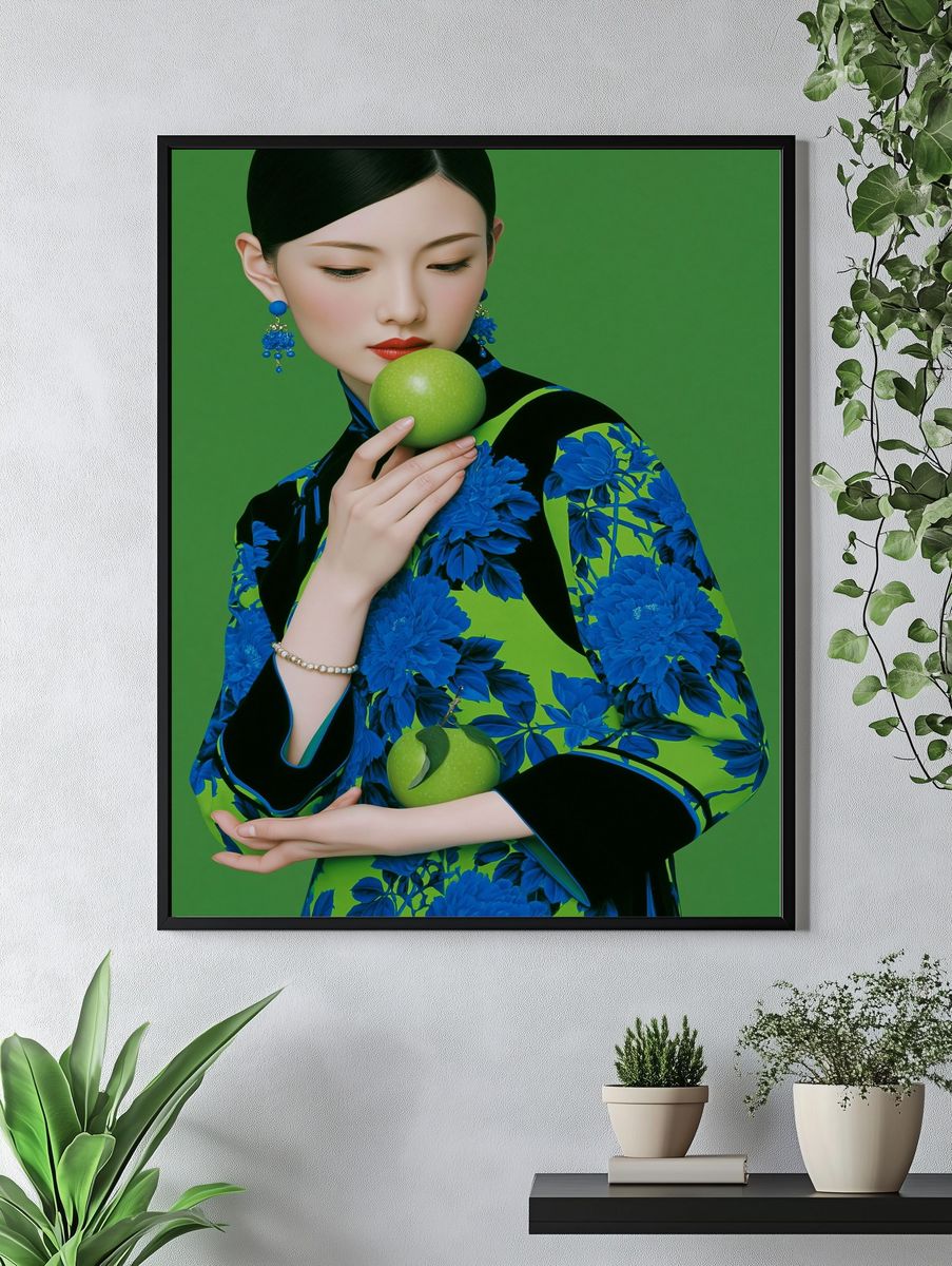 Floral Portrait Digital Art Poster. — room view 4