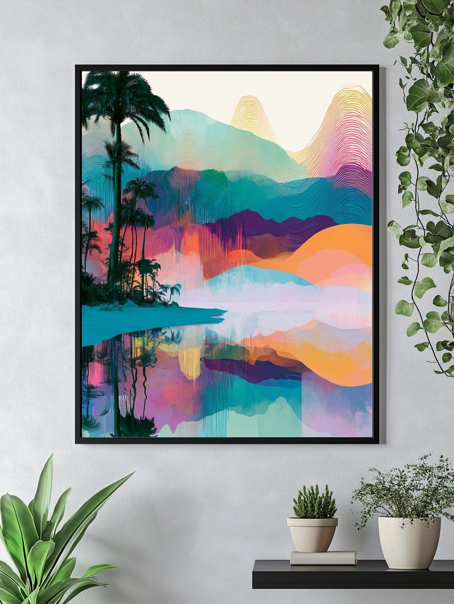 Tropical Neon Landscape Print. — room view 4