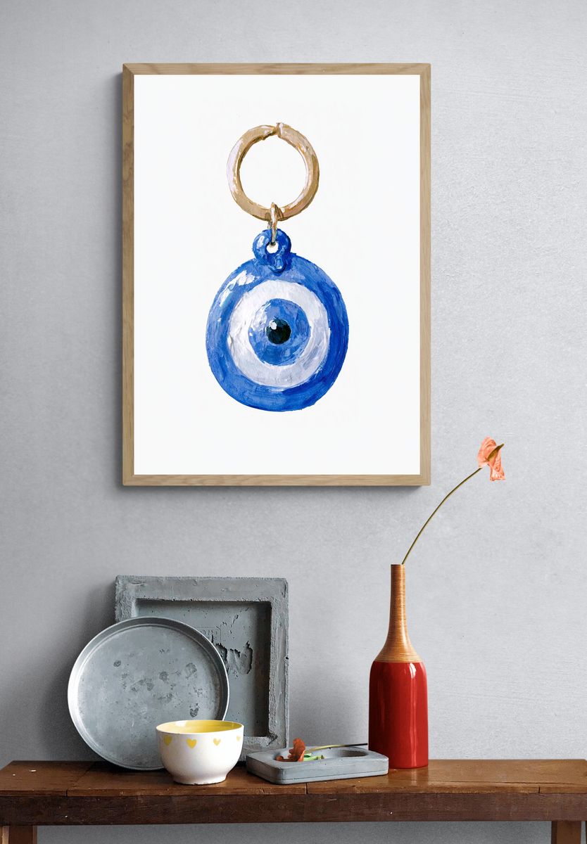 Blue Evil Eye Charm Print. — room view 3