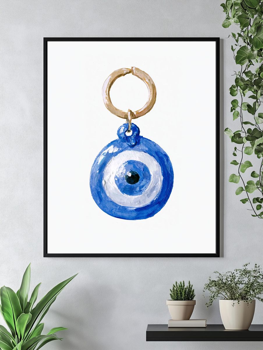 Blue Evil Eye Charm Print. — room view 4