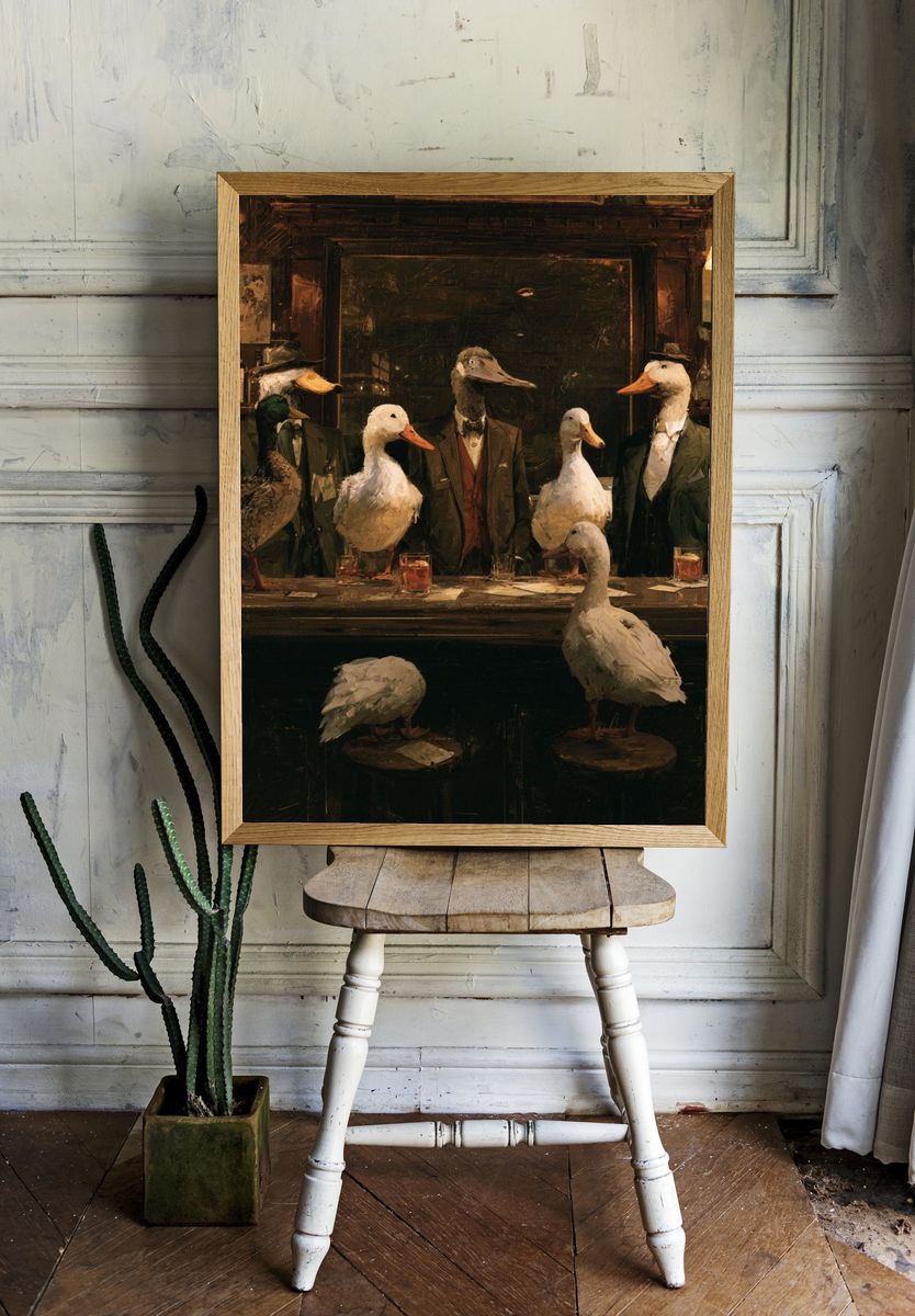 Duck Bar Scene Illustration Poster. room preview