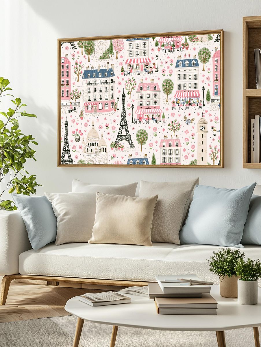 Parisian Village Watercolor Poster. — room view 2