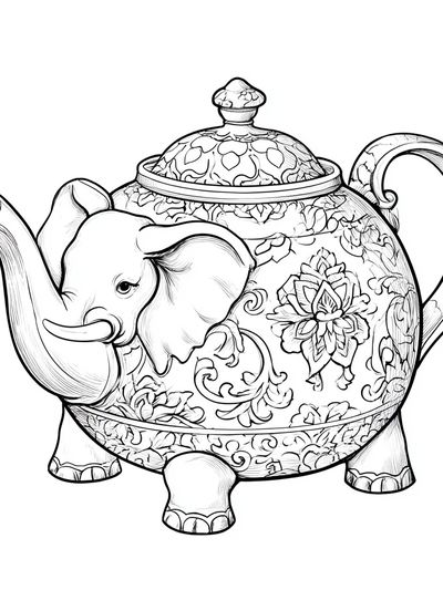 Elephant Teapot Illustration Poster. poster