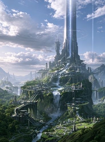 Futuristic Sky Citadel Print. poster detail
