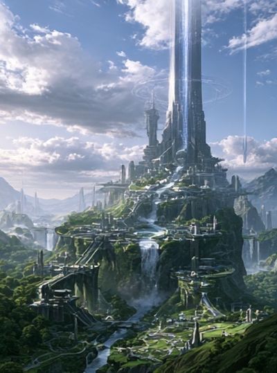 Futuristic Sky Citadel Print.