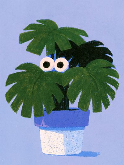 Playful Potted Palm Illustration Poster.