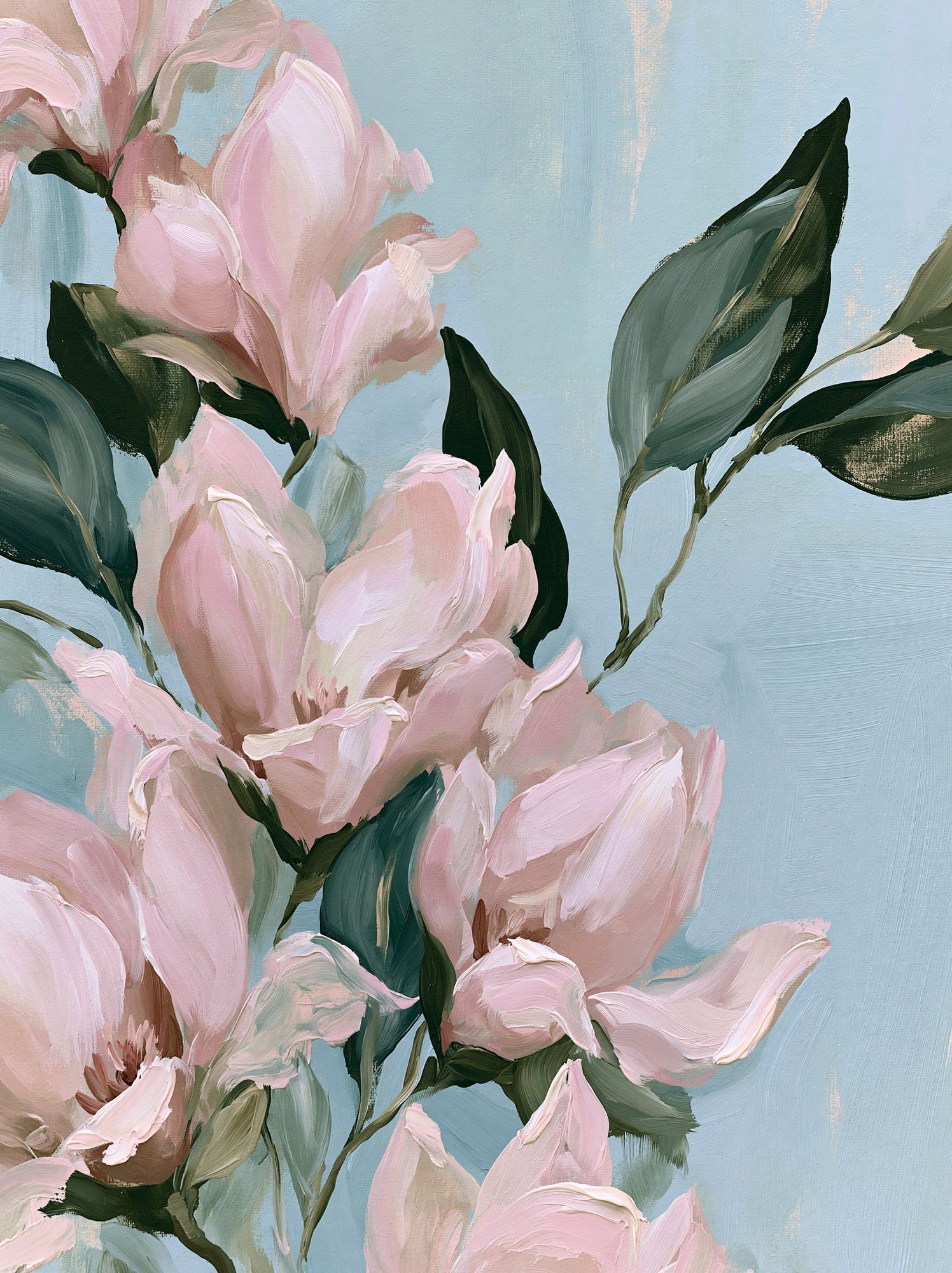 Pink Magnolia Bloom Illustration Poster. poster detail