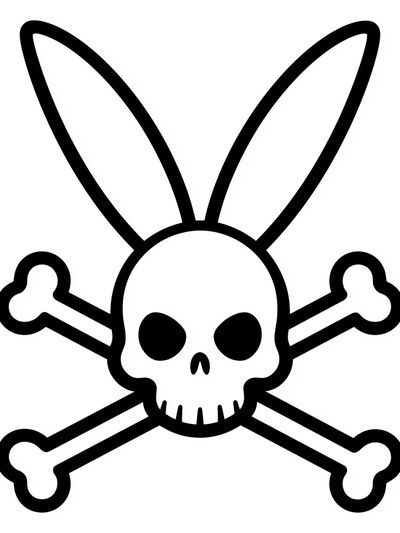 Bunny Skull Typography Print. poster
