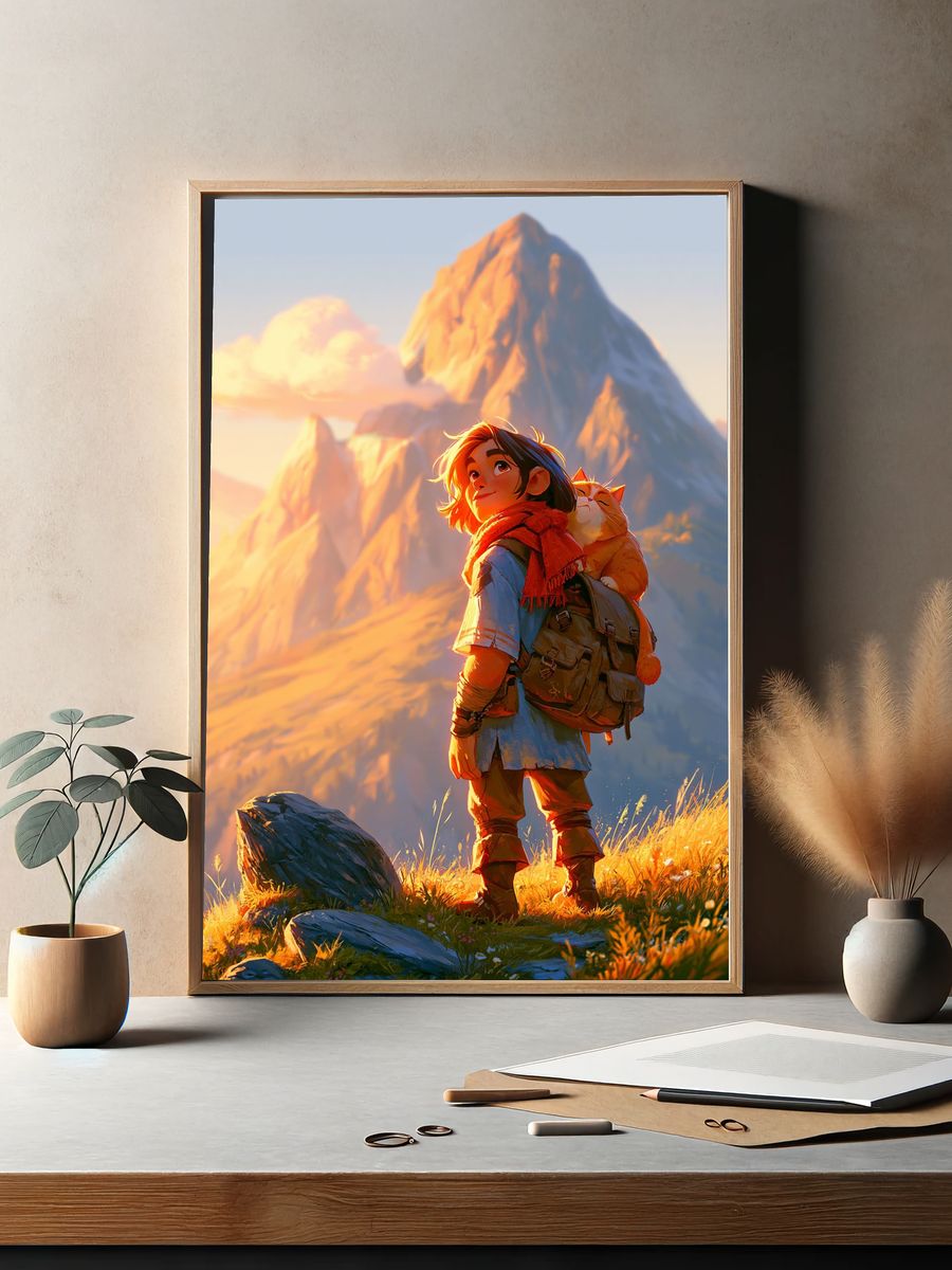 Mountain Adventure Illustration Poster. — room view 2