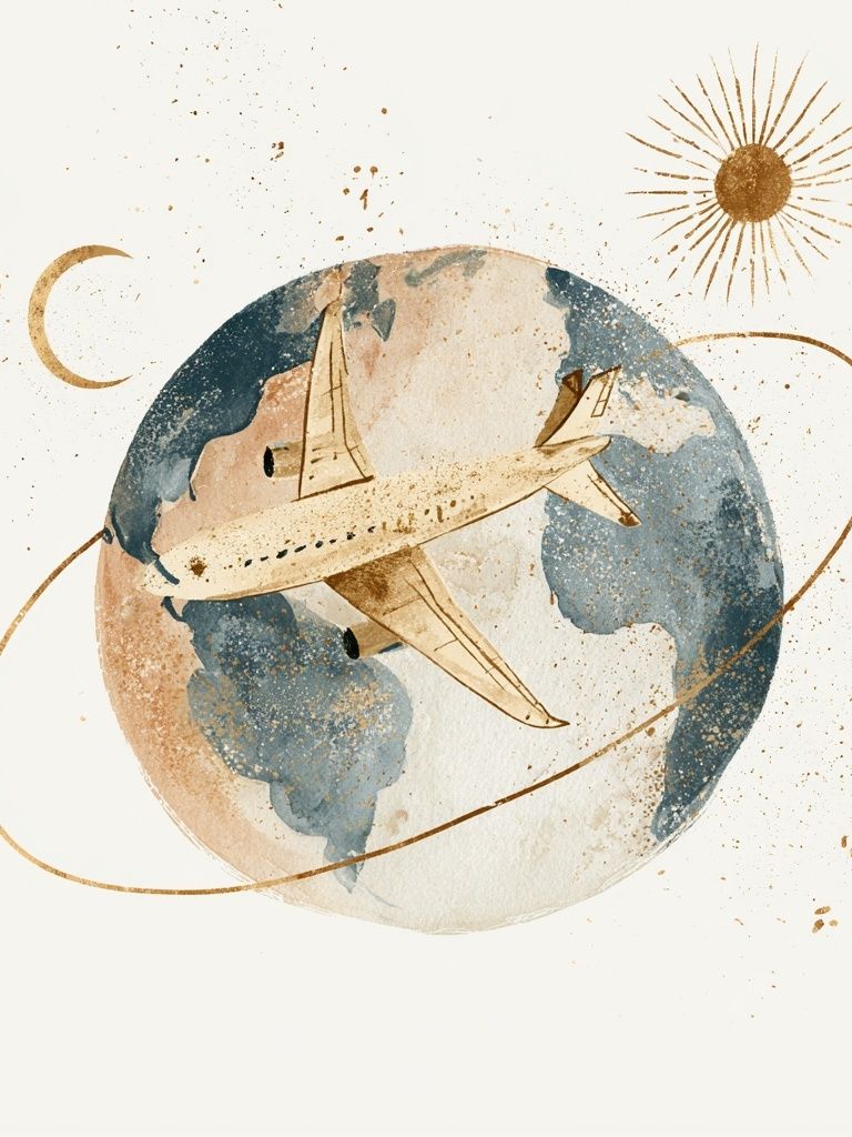 Celestial Airplane Watercolor Print. poster detail