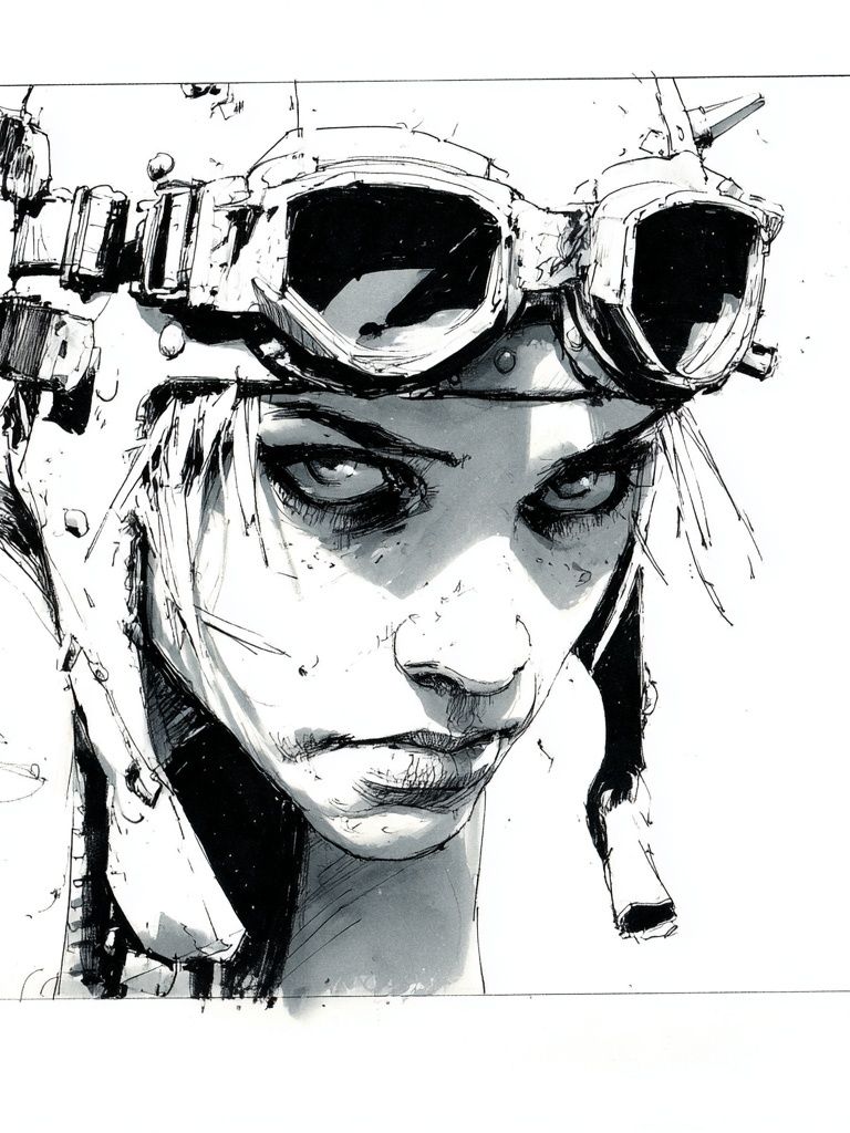 Goggles Portrait Ink Print. poster detail