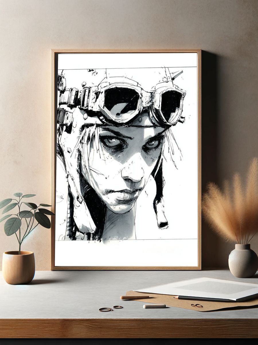 Goggles Portrait Ink Print. — room view 2