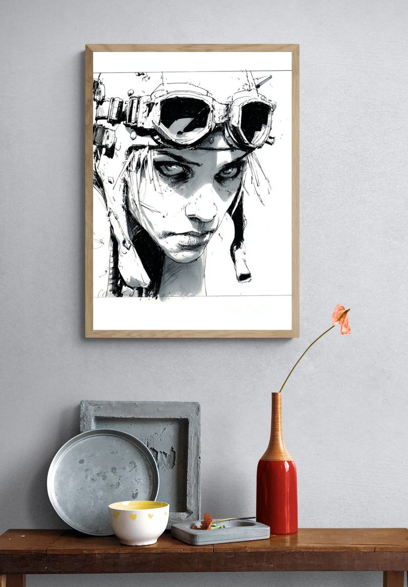 Goggles Portrait Ink Print. — room view 3