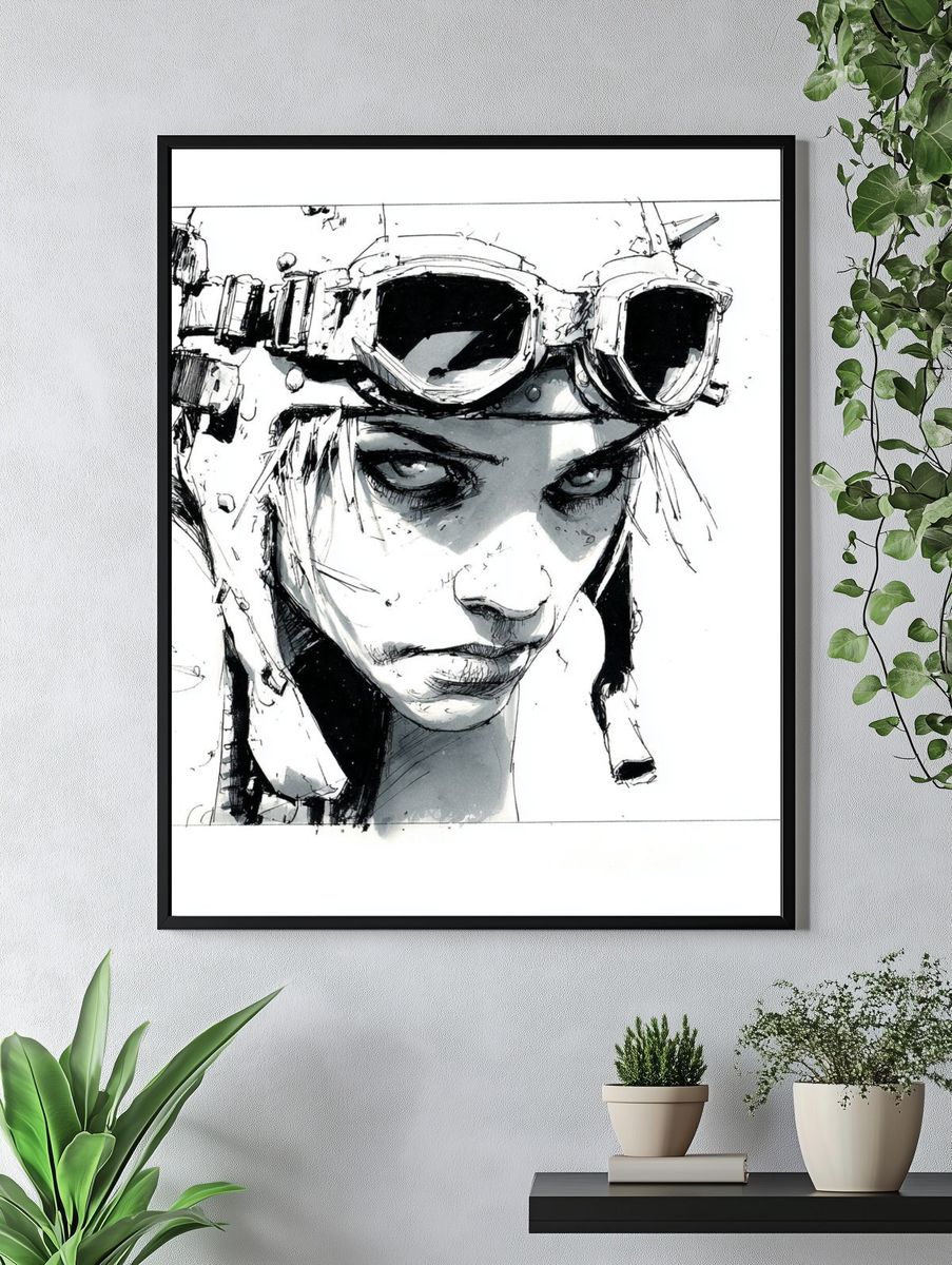 Goggles Portrait Ink Print. — room view 4