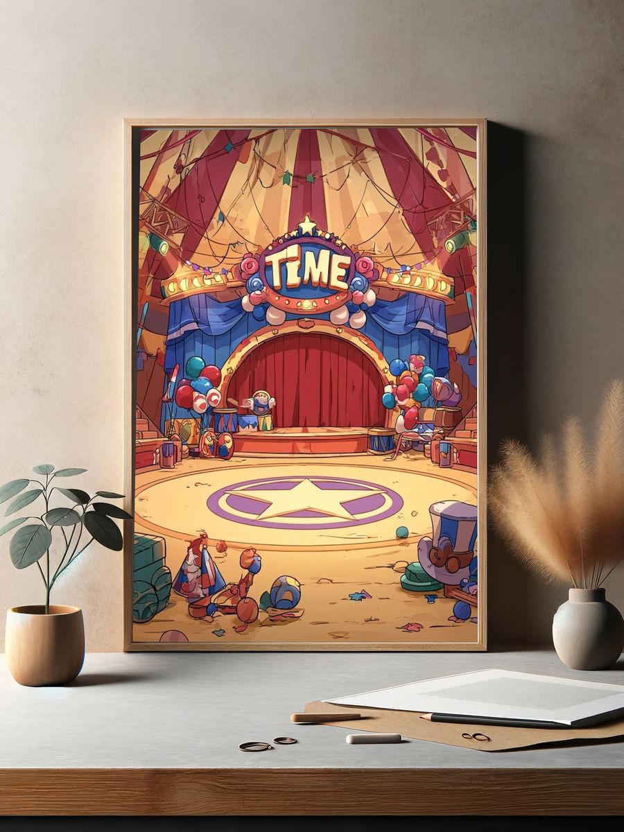 Circus Stage Time Illustration Poster. — room view 2