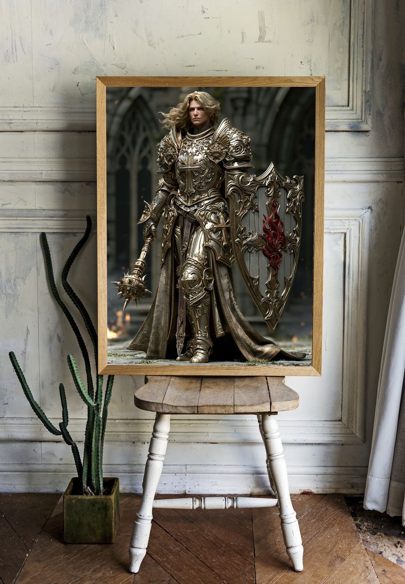 Armored Knight Fantasy Illustration Poster. — room view 1
