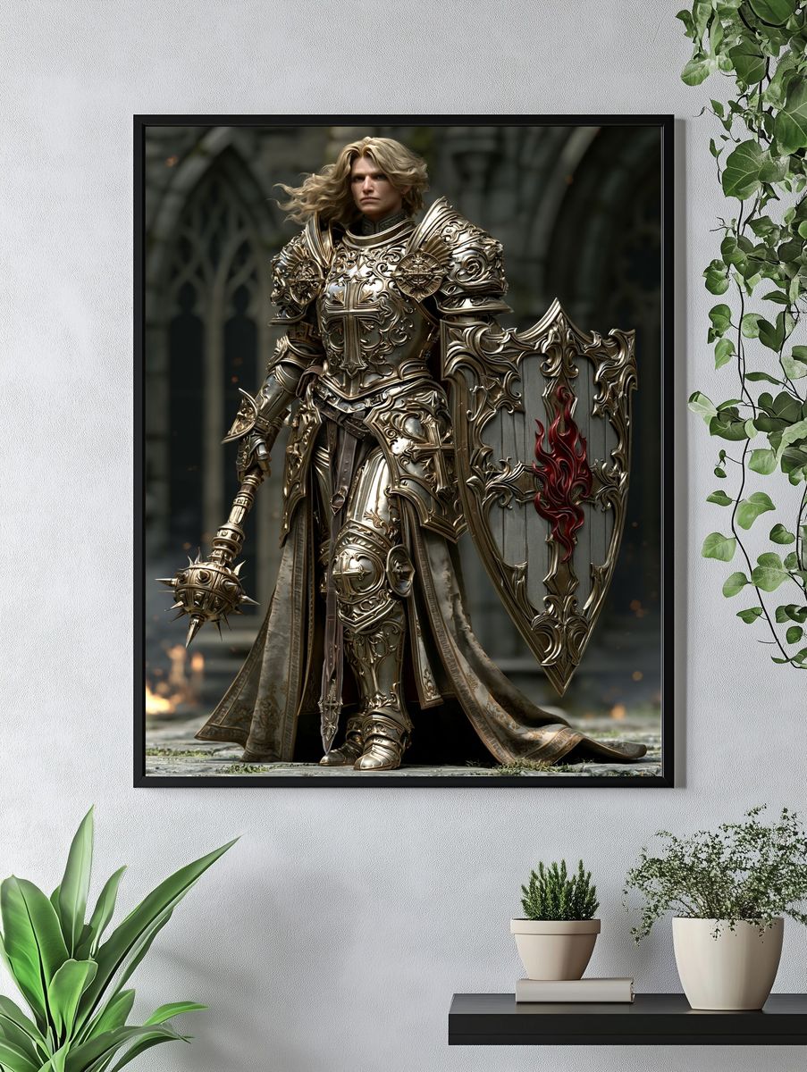 Armored Knight Fantasy Illustration Poster. — room view 4