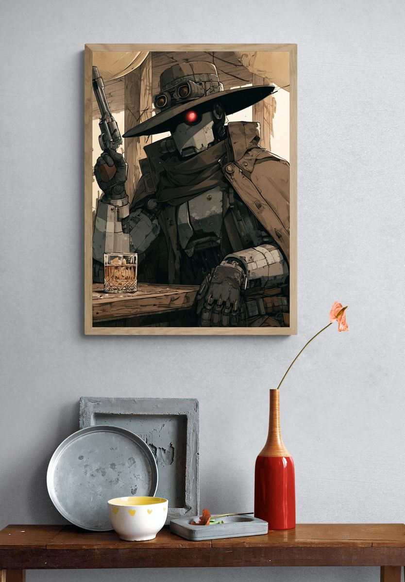 Steampunk Gunslinger Robot Poster. — room view 3