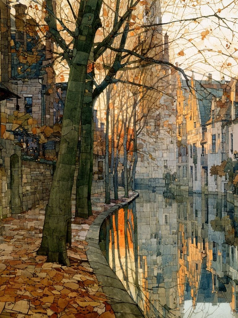 Canal Street at Sunset Illustration Print. poster detail