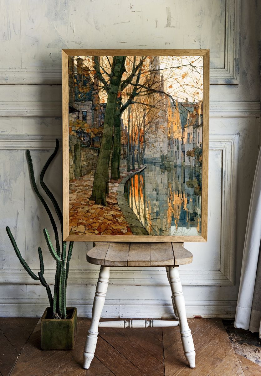 Canal Street at Sunset Illustration Print. — room view 1
