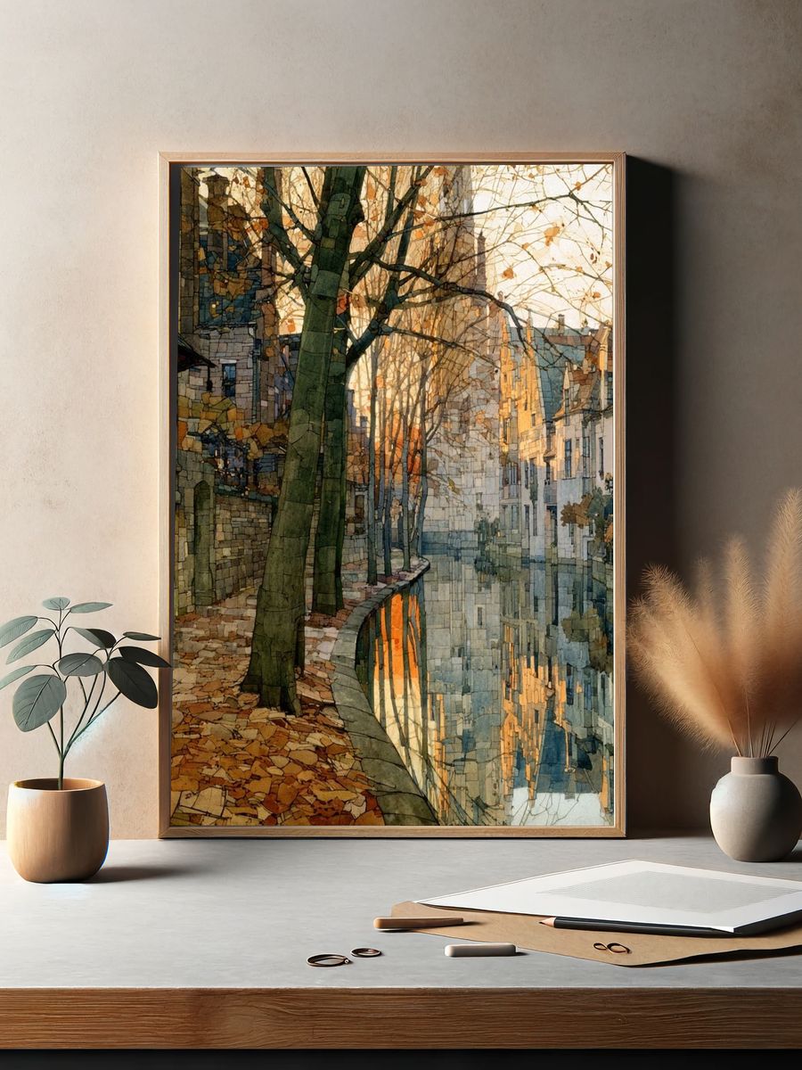 Canal Street at Sunset Illustration Print. — room view 2
