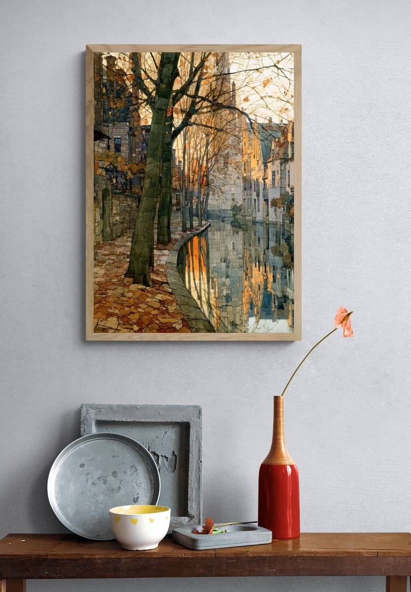 Canal Street at Sunset Illustration Print. — room view 3
