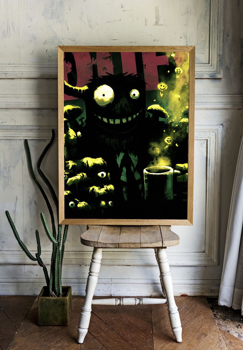 Grinning Monster Illustration Poster. room preview