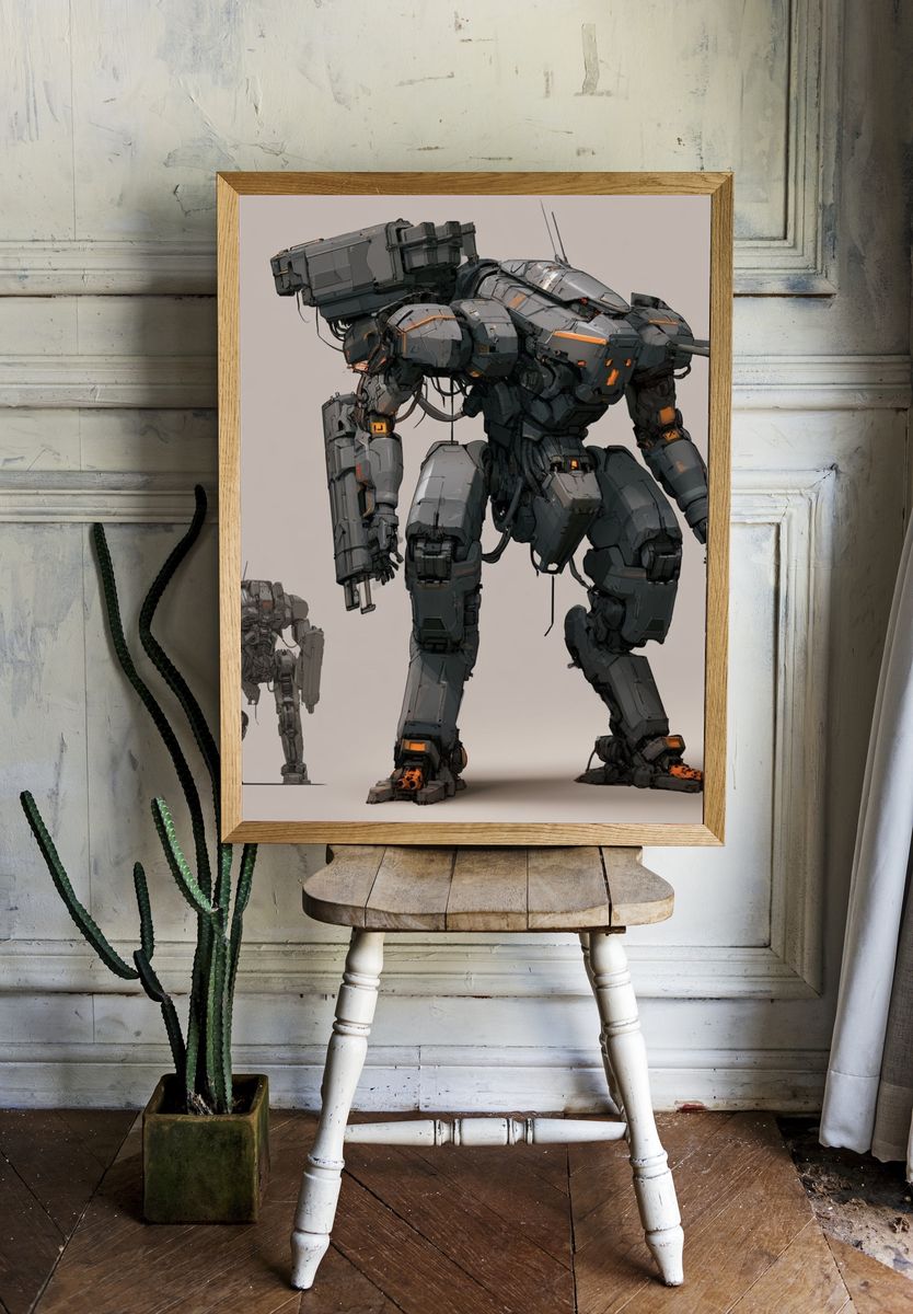 Mech Suit Sci-Fi Illustration Poster. room preview