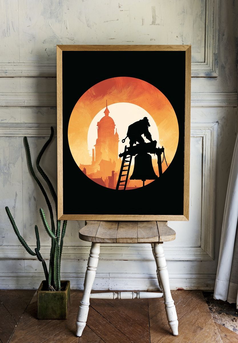 Industrial Silhouette Sunset Poster. — room view 1