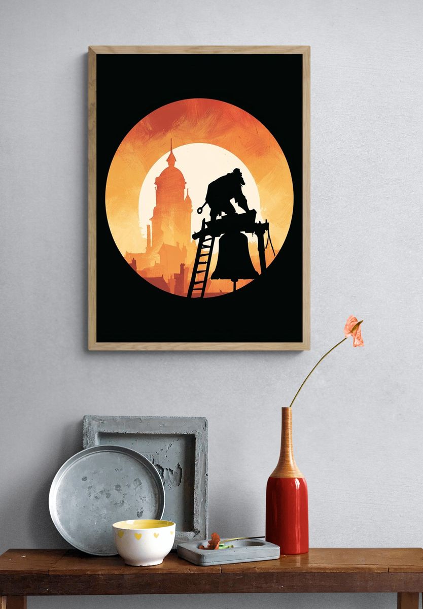 Industrial Silhouette Sunset Poster. — room view 3