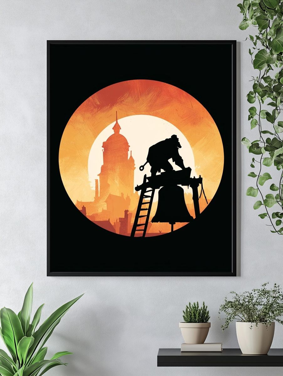 Industrial Silhouette Sunset Poster. — room view 4