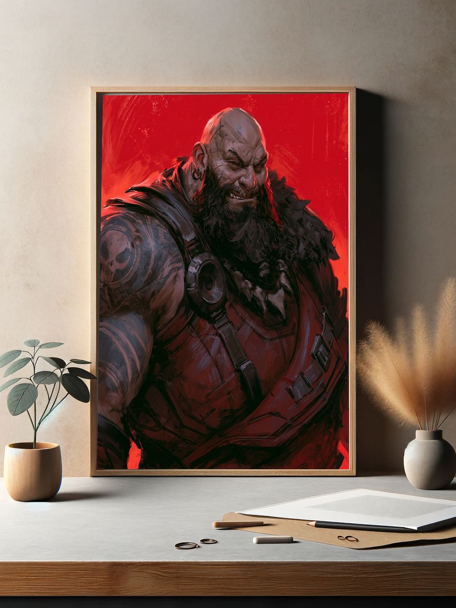 Warrior Portrait — Digital Art Print. — room view 2