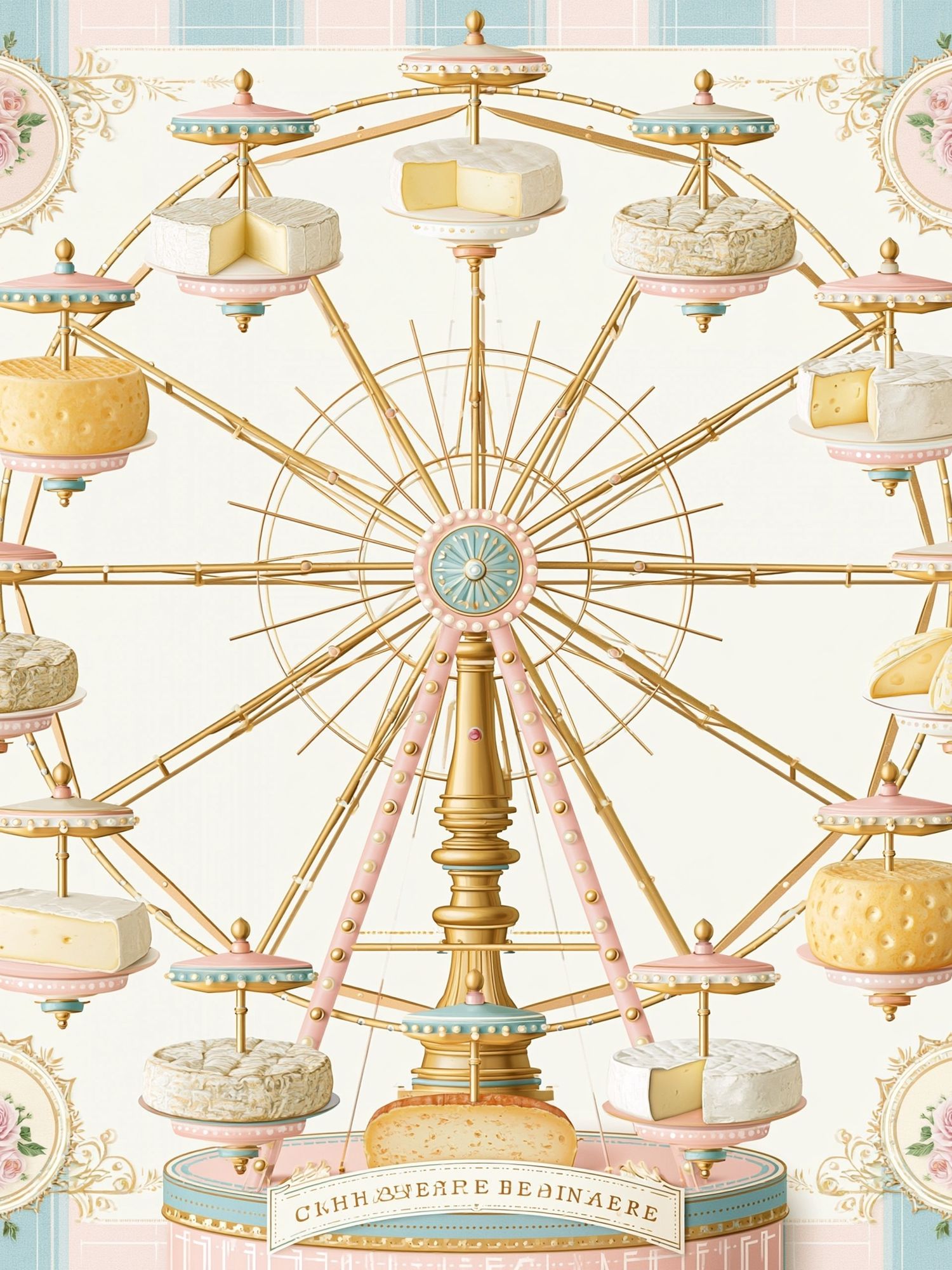 Cheese Ferris Wheel Illustration Poster. poster detail