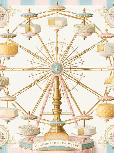 Cheese Ferris Wheel Illustration Poster.