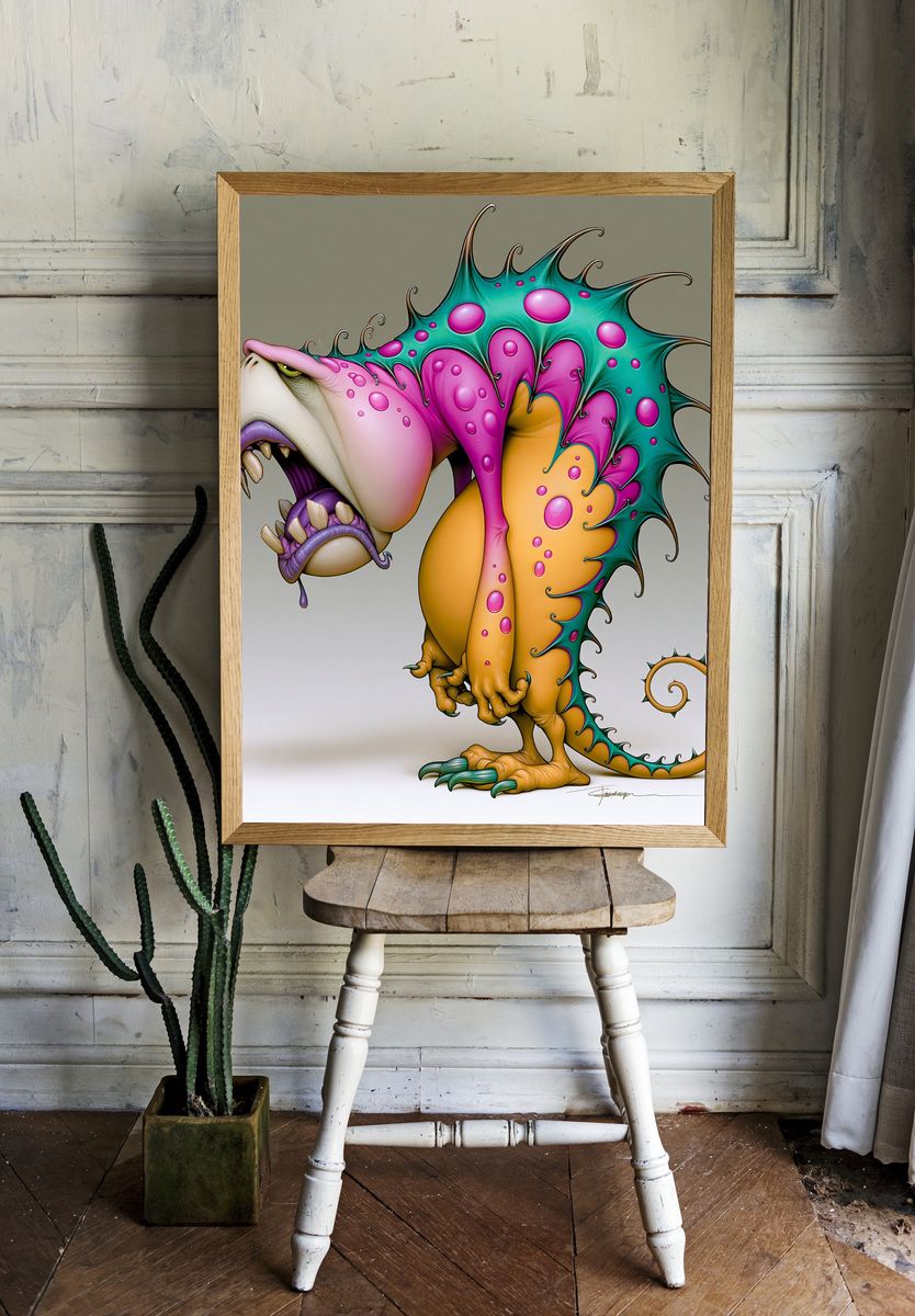 Surreal Monster Creature Illustration Poster. — room view 1
