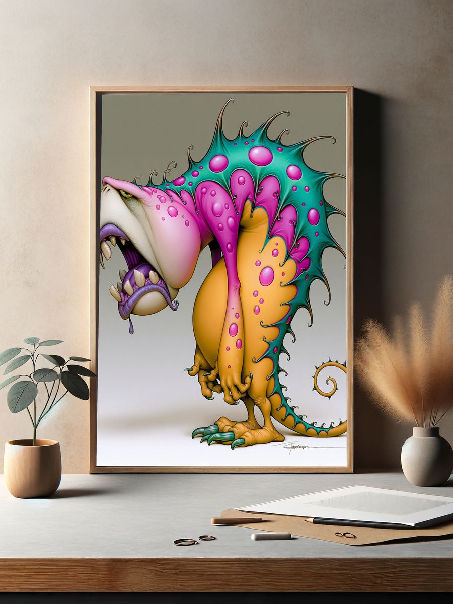 Surreal Monster Creature Illustration Poster. — room view 2