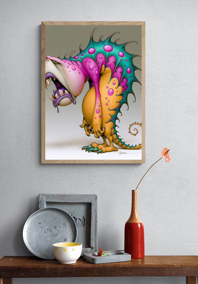 Surreal Monster Creature Illustration Poster. — room view 3