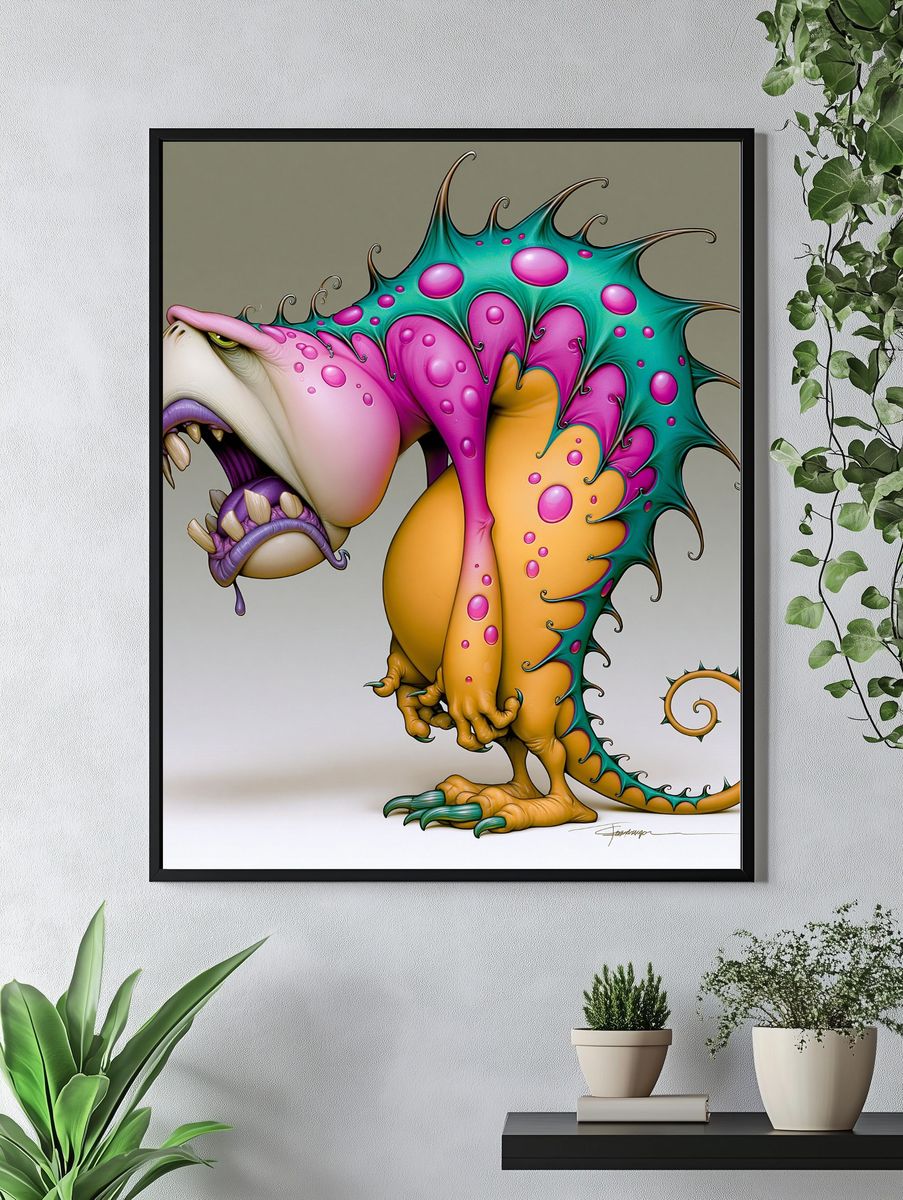 Surreal Monster Creature Illustration Poster. — room view 4