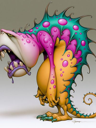 Surreal Monster Creature Illustration Poster.