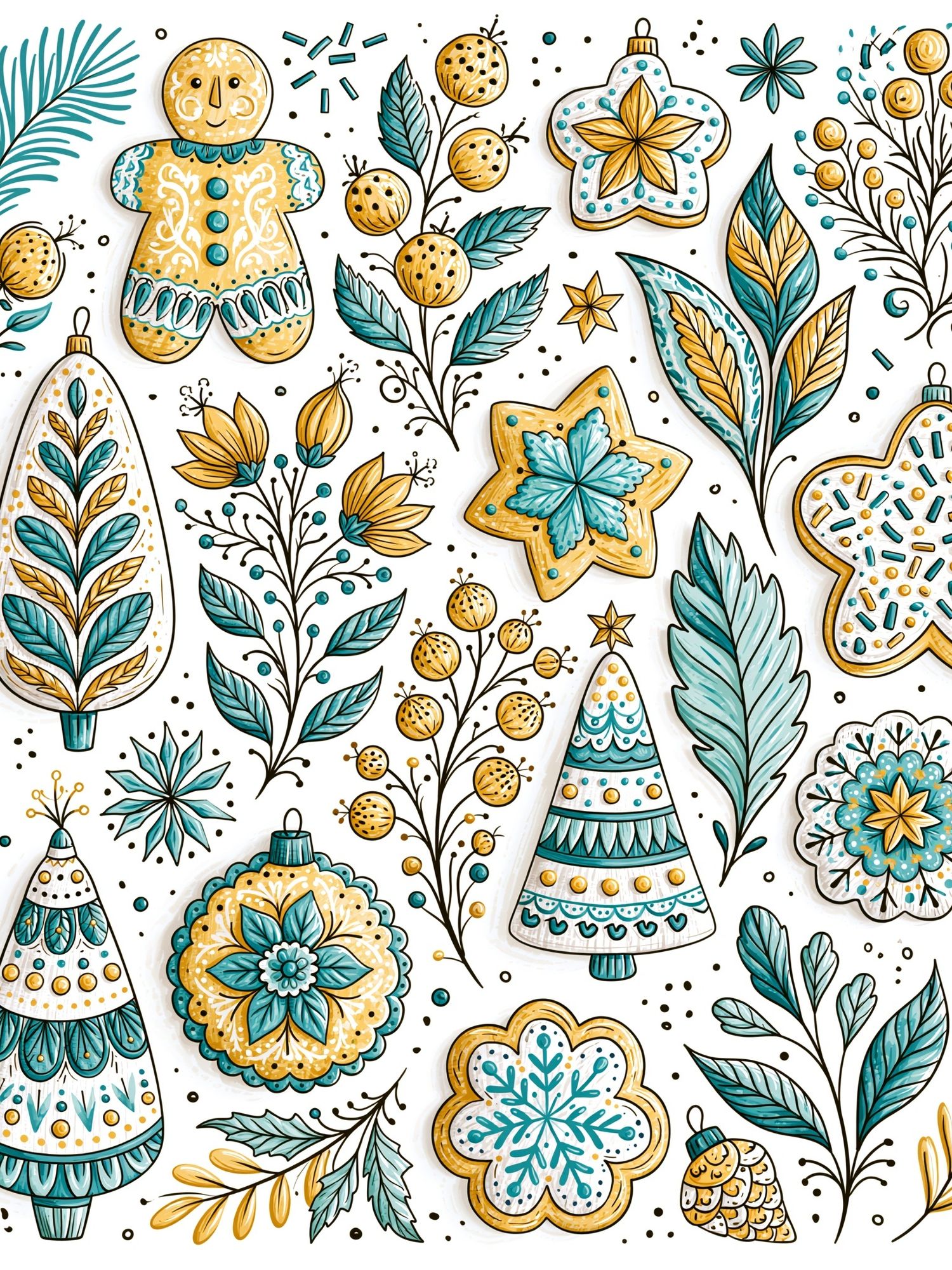 Festive Ornaments Illustration Poster. poster — illustration art