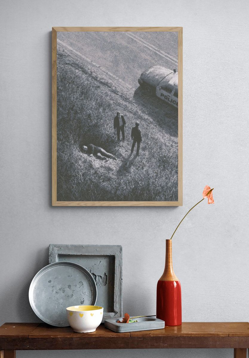 Crime Scene Overhead Illustration Poster. — room view 3