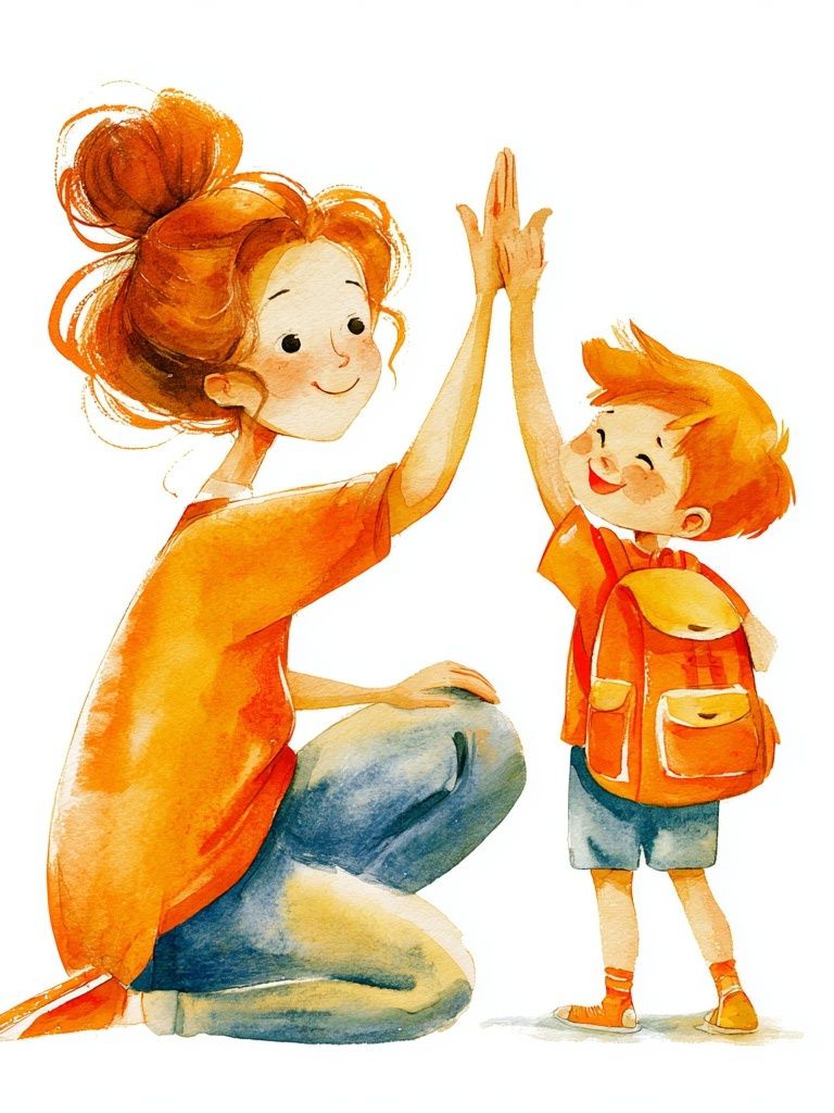 Mother and Child Watercolor Print. poster — illustration art