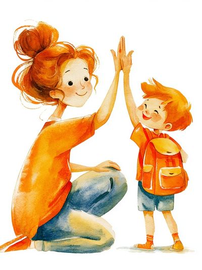 Mother and Child Watercolor Print. poster