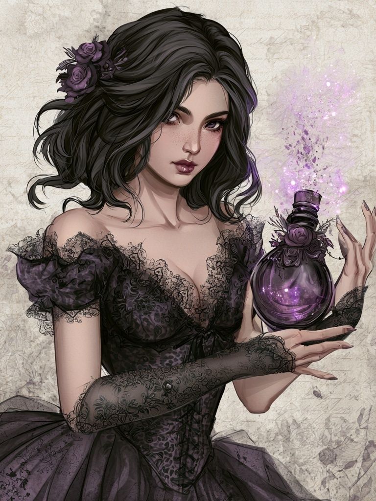 Gothic Sorceress Illustration Poster. poster detail